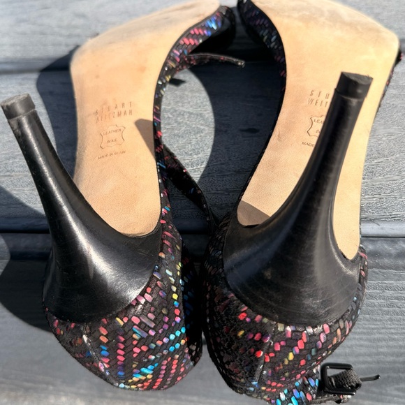 Stuart Weitzman Black Sandals with Multicolor Sequin Accents - Picture 3 of 3